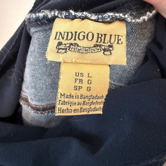 Indigo Blue Maternity Jeans Size L Dark Wash Denim & Elastic Waistband - Picture 6 of 6